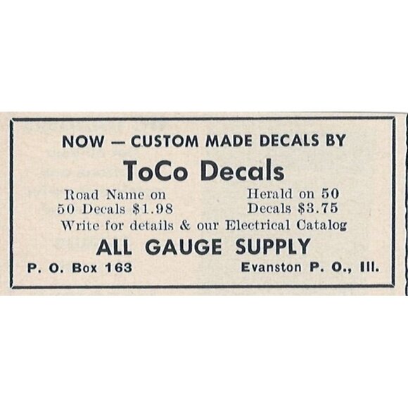 ToCo Decals Vintage Print Ad Original 1954 Evanston P O Illinois u - Picture 1 of 1